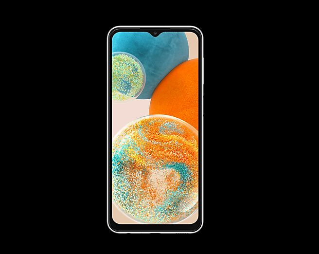 Samsung Galaxy A23 5G prikazan sa prednje strane, ekran sa živopisnim bojama